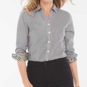 Chico’s Caroline Micro Stripe Shirt Size 1 NWT